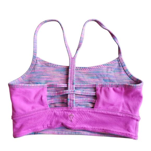 Ivivva lululemon girls Sz 14 reversible pink multicolor striped and solid pink s - Picture 3 of 5